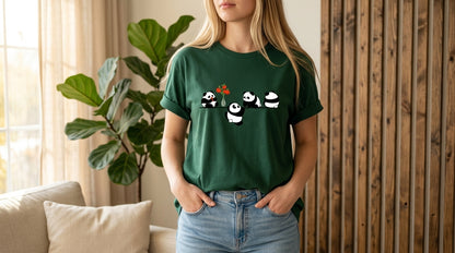 Playful Panda Trio Graphic Tee by AuraReiment