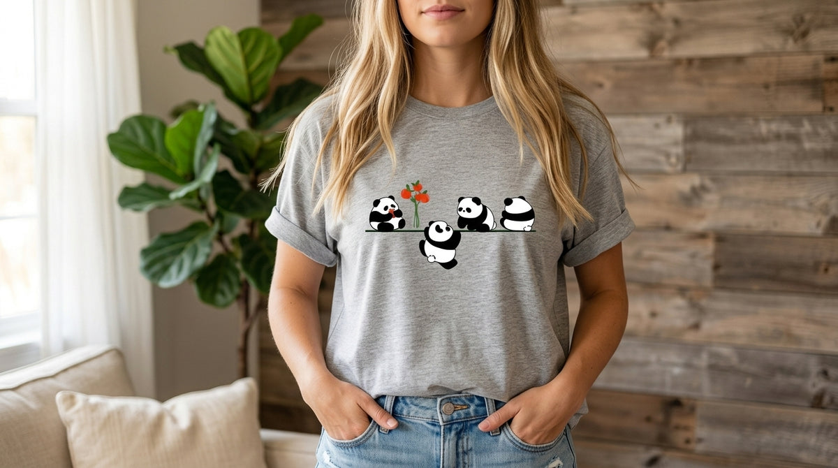 Playful Panda Trio Graphic Tee by AuraReiment