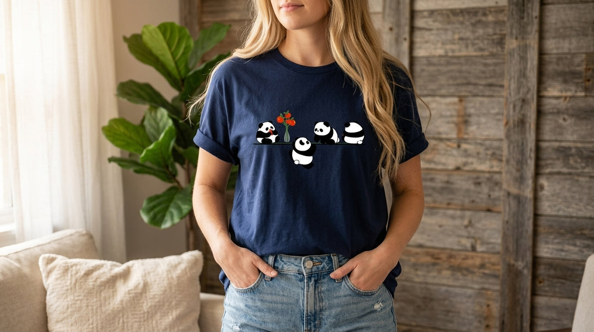 Playful Panda Trio Graphic Tee by AuraReiment