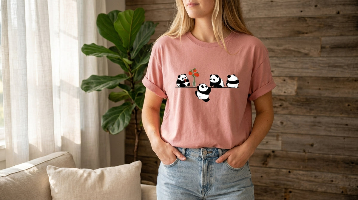 Playful Panda Trio Graphic Tee by AuraReiment