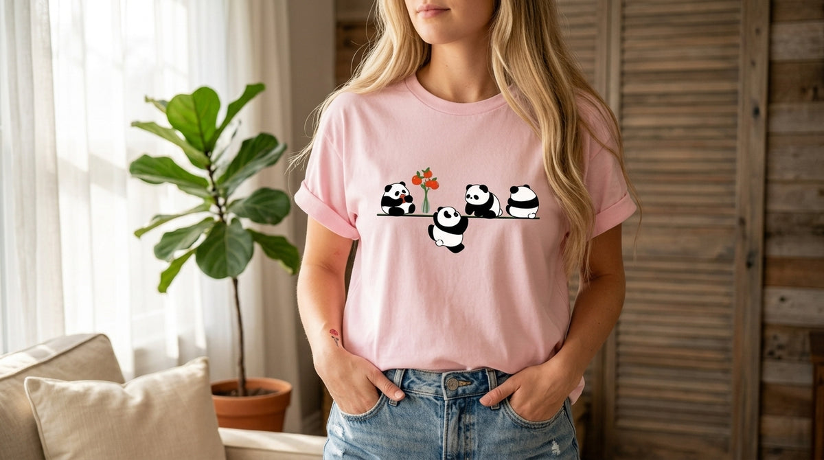 Playful Panda Trio Graphic Tee by AuraReiment