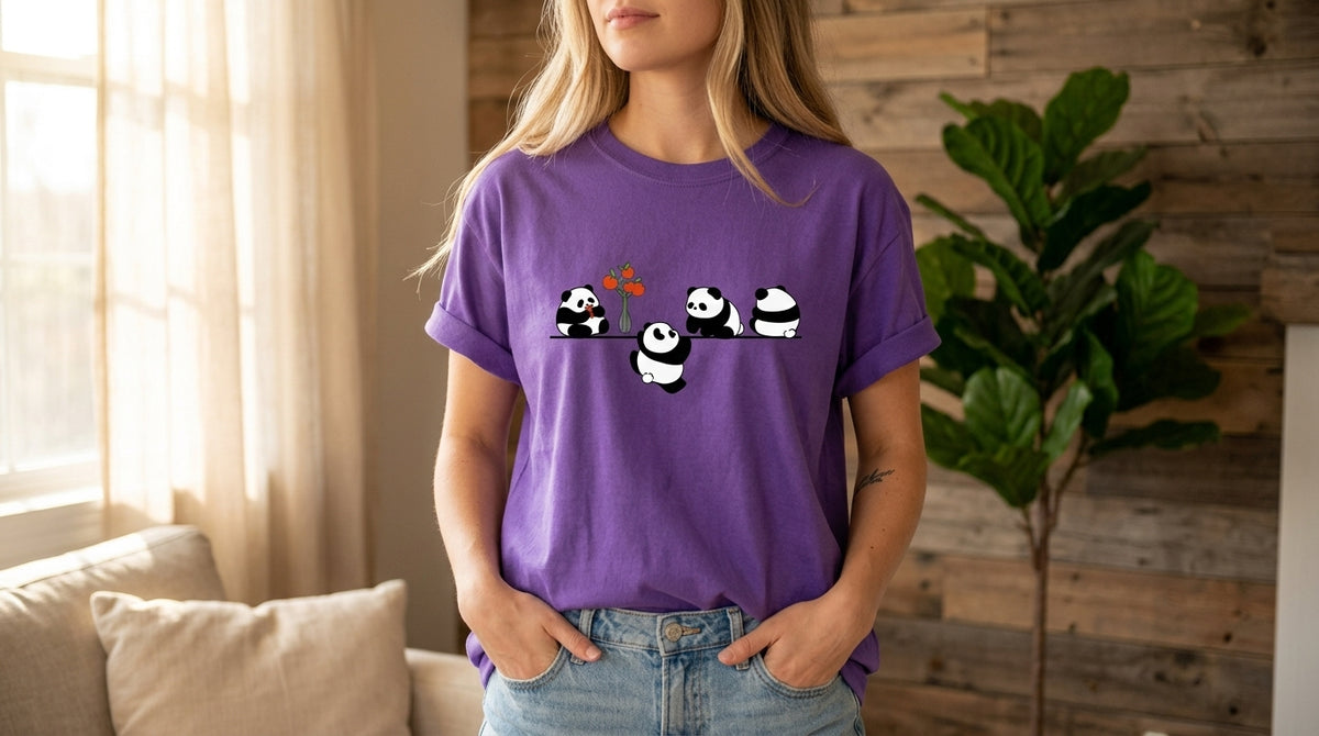 Playful Panda Trio Graphic Tee by AuraReiment