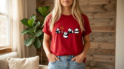 Playful Panda Trio Graphic Tee by AuraReiment