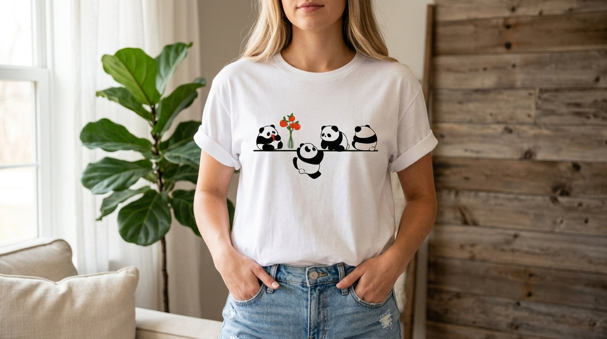 Playful Panda Trio Graphic Tee by AuraReiment