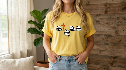 Playful Panda Trio Graphic Tee by AuraReiment