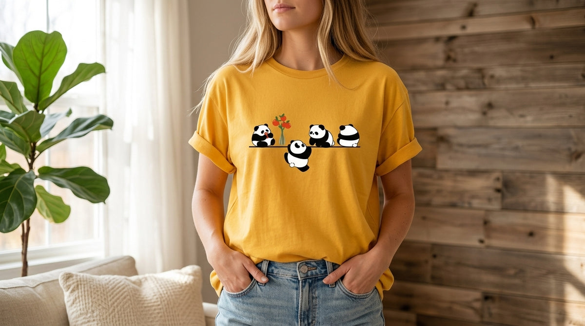 Playful Panda Trio Graphic Tee by AuraReiment