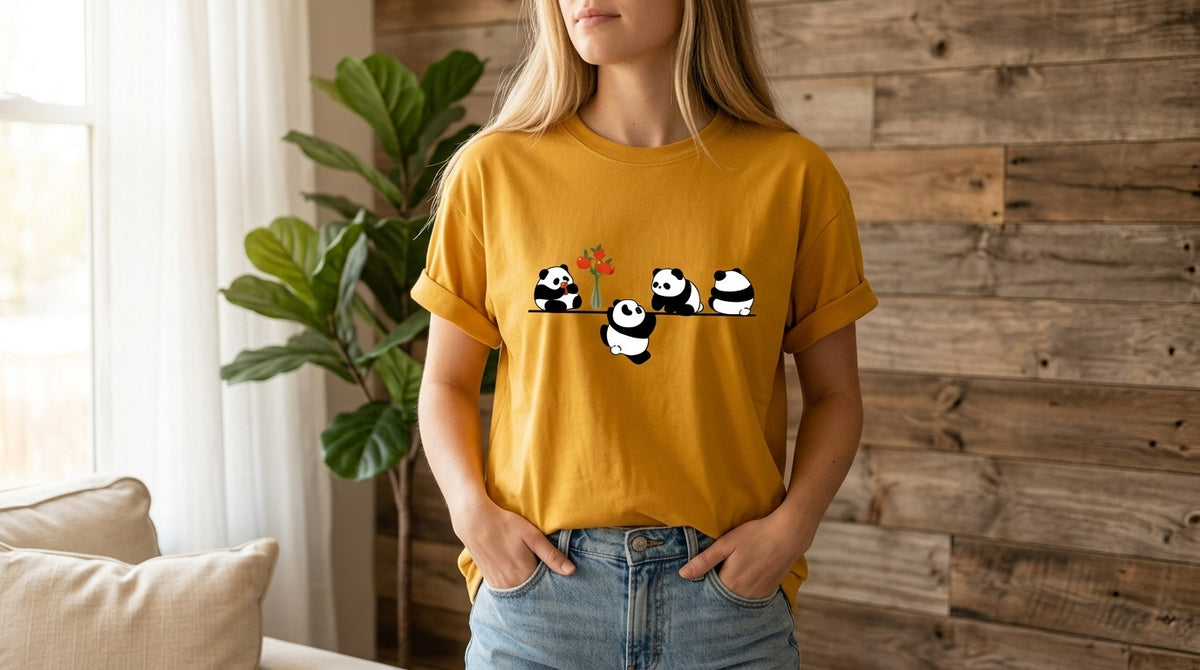 Playful Panda Trio Graphic Tee by AuraReiment