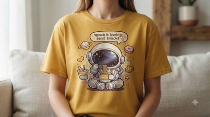 Space is Boring Send Snacks Graphic Women's Tee by AuraReiment