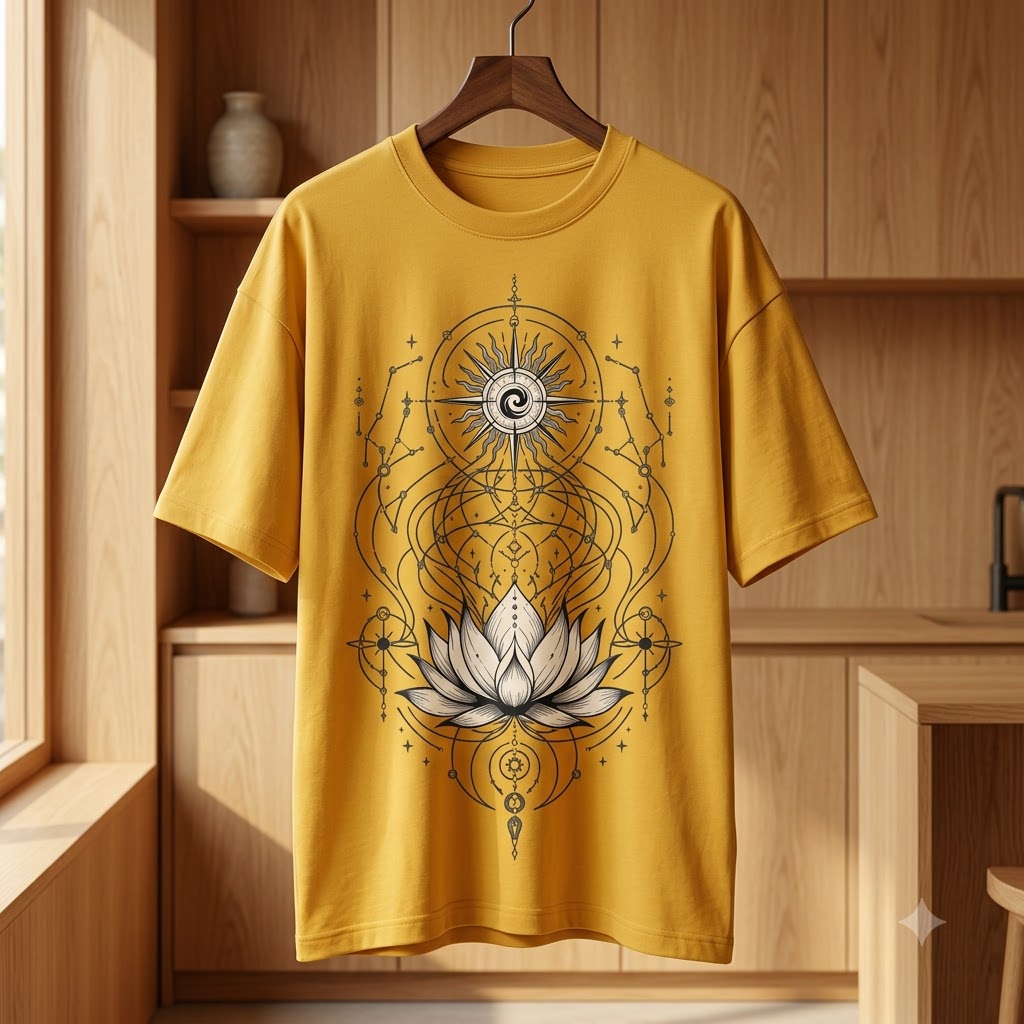 Sacred Geometry Lotus Oversized Heavyweight Tee