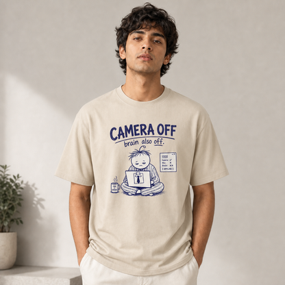 "Camera Off, Brain Also Off" Basic Graphic Tee by AuraReiment