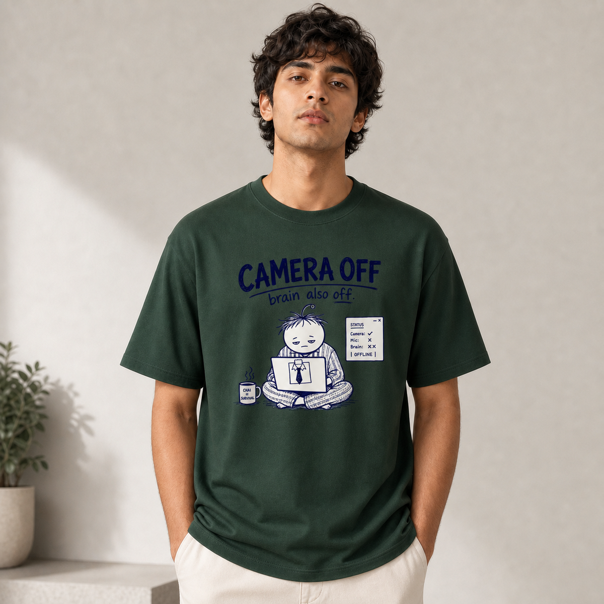 "Camera Off, Brain Also Off" Basic Graphic Tee by AuraReiment