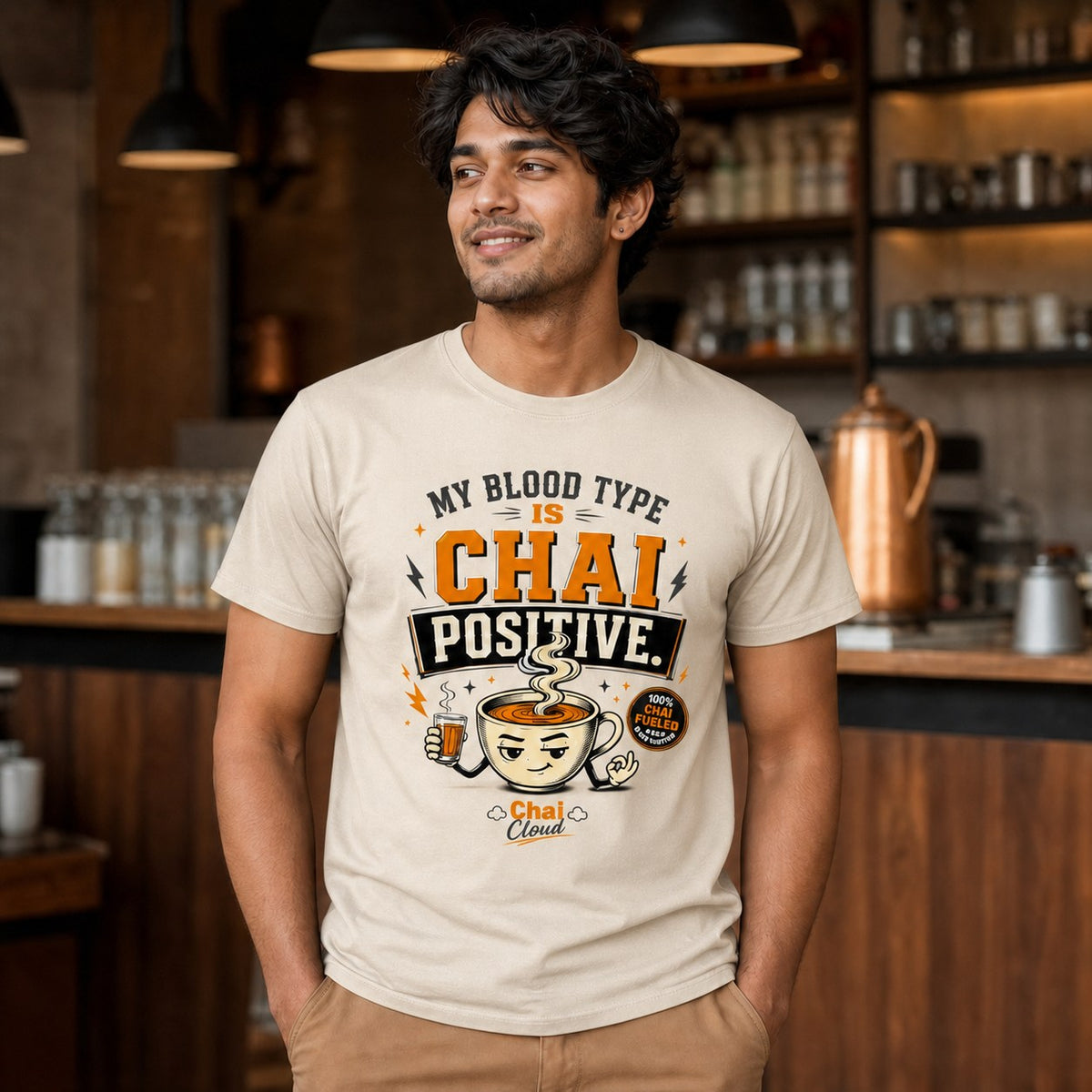 "My Blood Type Is Chai Positive" Graphic Classic Crew Tee by AuraReiment