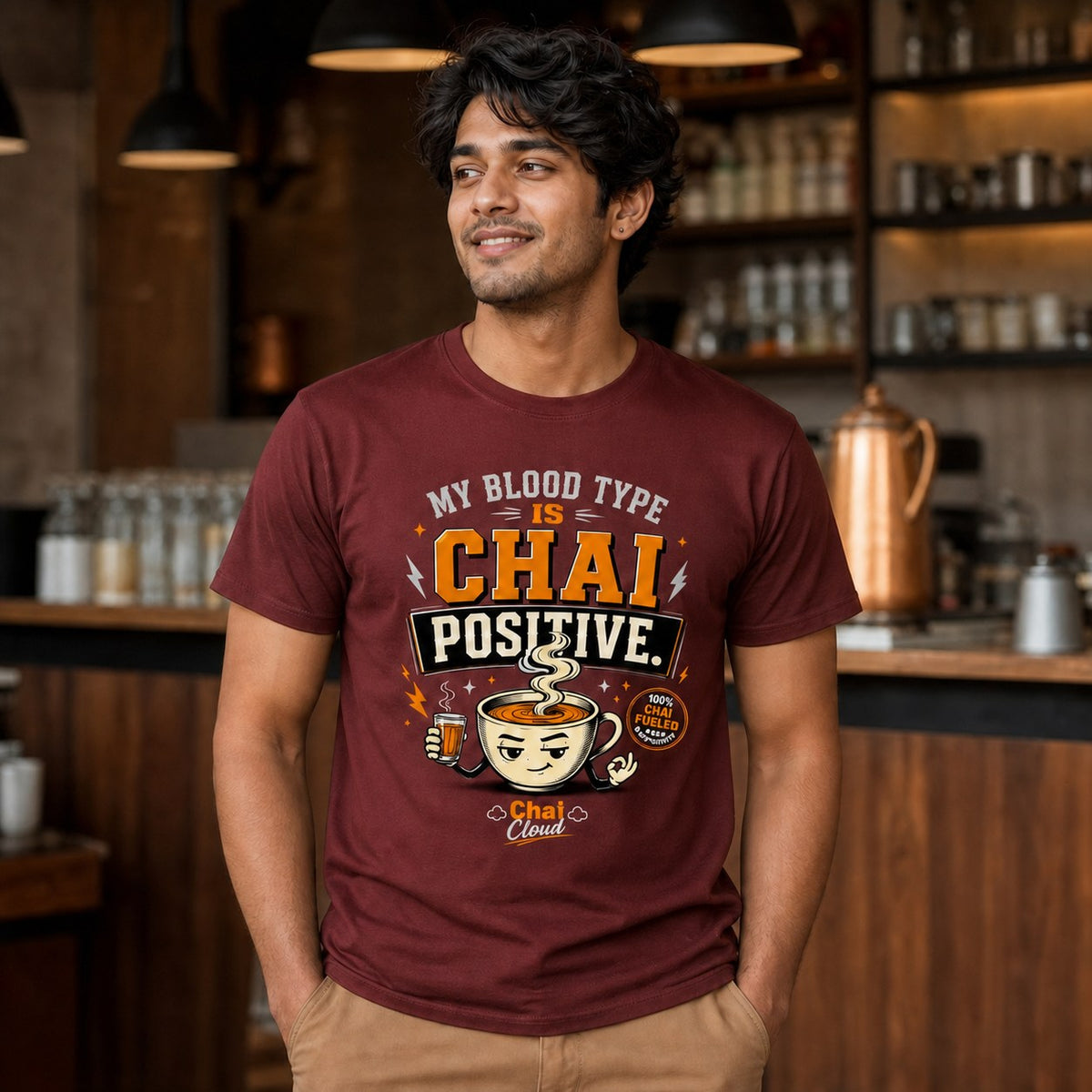 "My Blood Type Is Chai Positive" Graphic Classic Crew Tee by AuraReiment