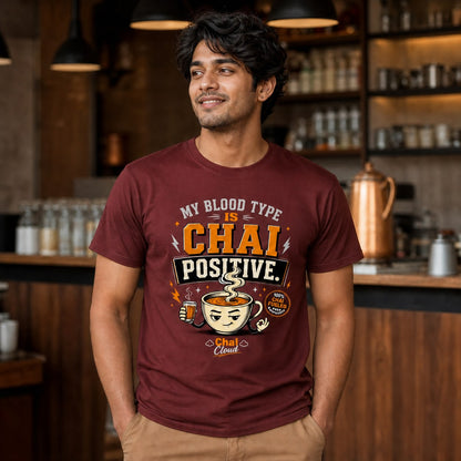 "My Blood Type Is Chai Positive" Graphic Classic Crew Tee by AuraReiment