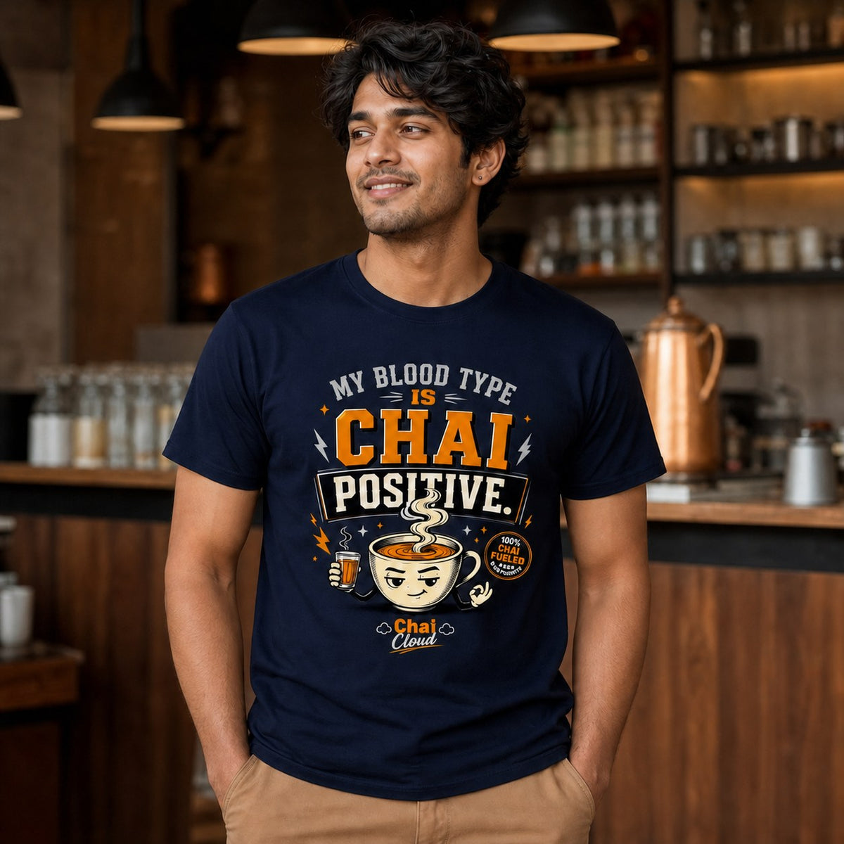 "My Blood Type Is Chai Positive" Graphic Classic Crew Tee by AuraReiment