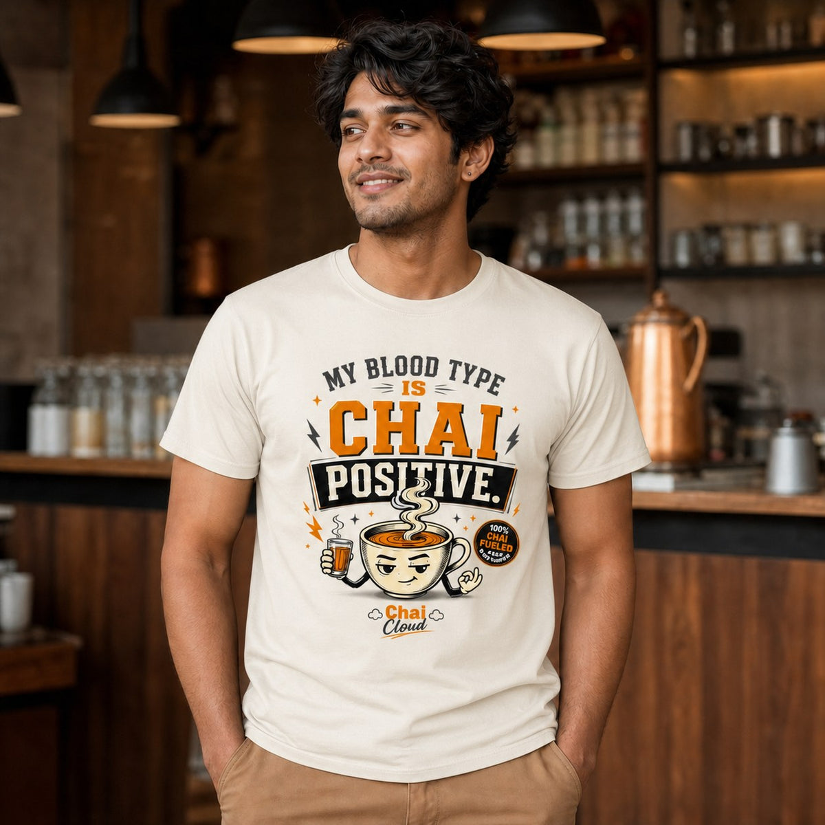 "My Blood Type Is Chai Positive" Graphic Classic Crew Tee by AuraReiment
