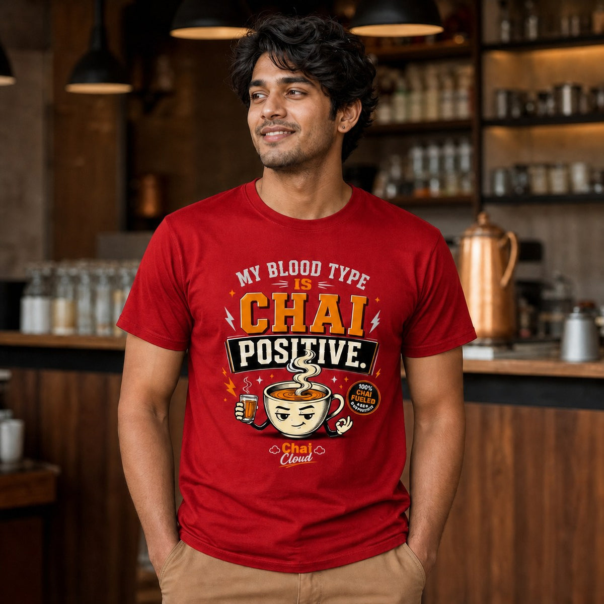 "My Blood Type Is Chai Positive" Graphic Classic Crew Tee by AuraReiment
