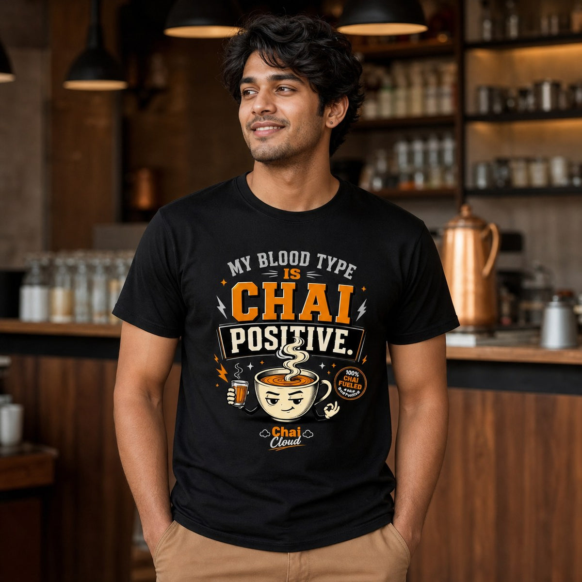 "My Blood Type Is Chai Positive" Graphic Classic Crew Tee by AuraReiment