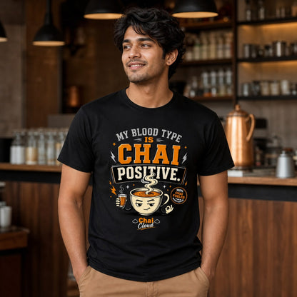 "My Blood Type Is Chai Positive" Graphic Classic Crew Tee by AuraReiment