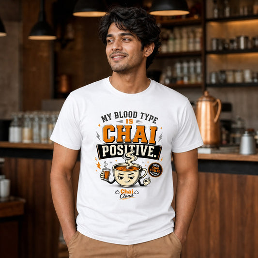 "My Blood Type Is Chai Positive" Graphic Classic Crew Tee