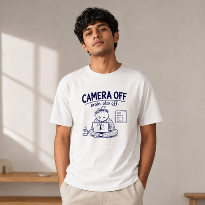 "Camera Off, Brain Also Off" Basic Graphic Tee by AuraReiment