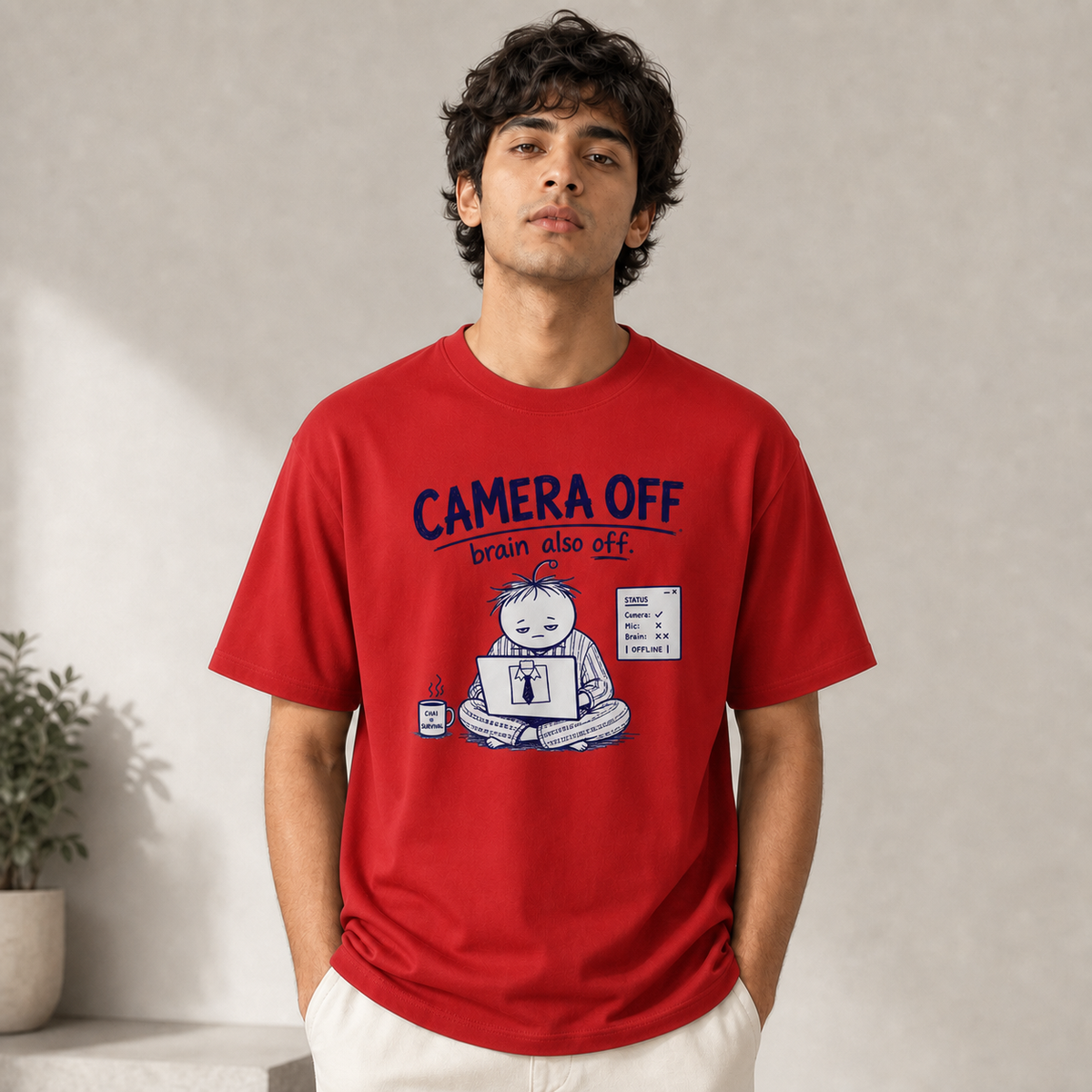 "Camera Off, Brain Also Off" Basic Graphic Tee by AuraReiment