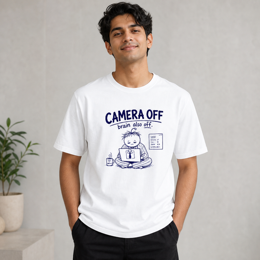 "Camera Off, Brain Also Off" Basic Graphic Tee
